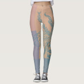 Modern Golden Blue Bee Leggings (Voorkant)