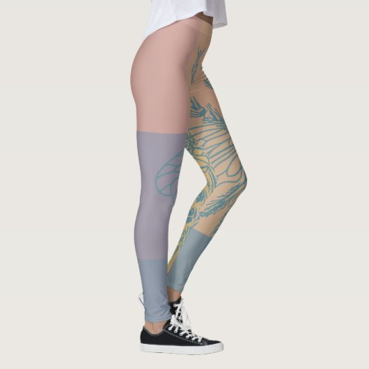Modern Golden Blue Bee Leggings (Rechts)