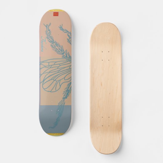 Modern Golden Blue Bee Persoonlijk Skateboard (Voorkant)