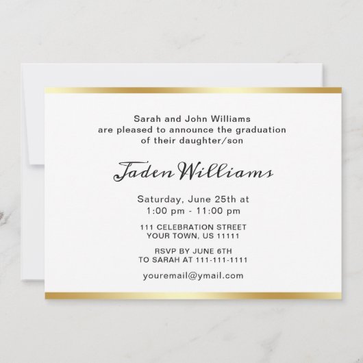 Modern Golden Blue FOTO-Afstuderen Kaart (Achterkant)