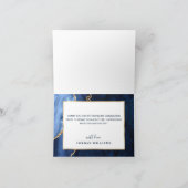 Modern Golden Blue Marble Agate Graduation Party Bedankkaart (Binnen)