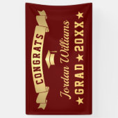 Modern Golden Bourgondië Graduation Party 2024 Spandoek (Verticaal)