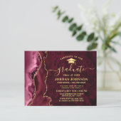 Modern Golden Burgundy Graduation Party Invitation Briefkaart (Staand voorkant)