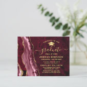 Modern Golden Burgundy Graduation Party Invitation Briefkaart (Staand voorkant)