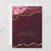 Modern Golden Burgundy Marble Agate Wedding Kaart (Achterkant)