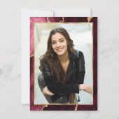 Modern Golden Burgundy Marble Graduation Party Kaart (Achterkant)