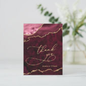 Modern Golden Burgundy Marble Wedding Bedankt Briefkaart (Staand voorkant)