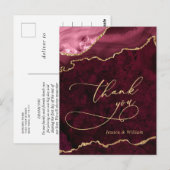 Modern Golden Burgundy Marble Wedding Bedankt Briefkaart (Voorkant / Achterkant)