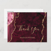 Modern Golden Burgundy Marble Wedding Bedankt Briefkaart (Voorkant / Achterkant)