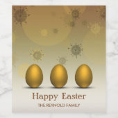 Modern Golden Easter Eggs Abstracte Flowers Wijn Etiket (Enkel label)