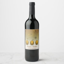 Modern Golden Easter Eggs Abstracte Flowers Wijn Etiket
