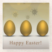 Modern Golden Easter Eggs Glazen Onderzetter (Voorkant)