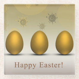 Modern Golden Easter Eggs Glazen Onderzetter