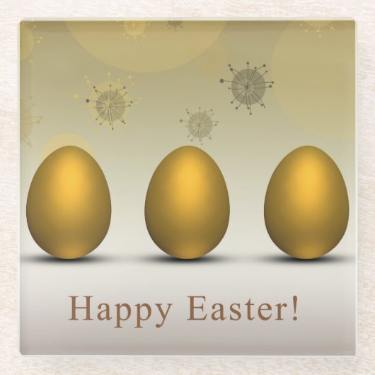 Modern Golden Easter Eggs Glazen Onderzetter (Voorkant)