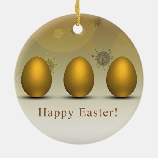 Modern Golden Easter Eggs Keramisch Ornament (Achterkant)