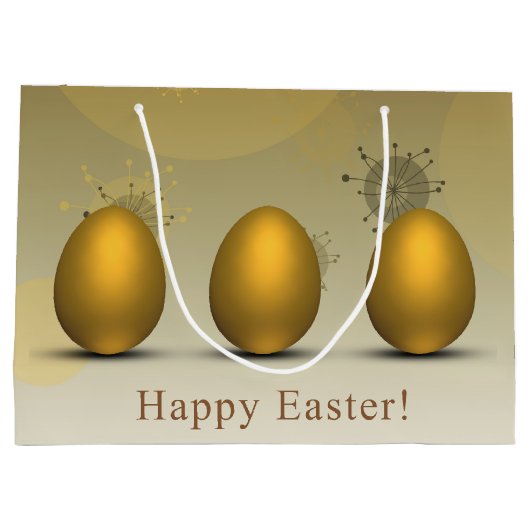 Modern Golden Easter Eggs Large Cadeautasje (Achterkant)
