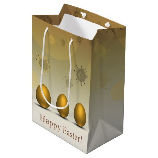 Modern Golden Easter Eggs Medium Cadeauzakje (Voorkant Gekanteld)