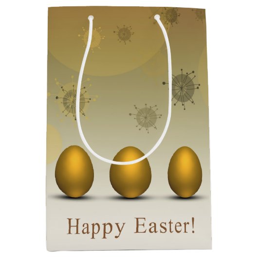 Modern Golden Easter Eggs Medium Cadeauzakje (Voorkant)