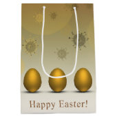 Modern Golden Easter Eggs Medium Cadeauzakje (Achterkant)