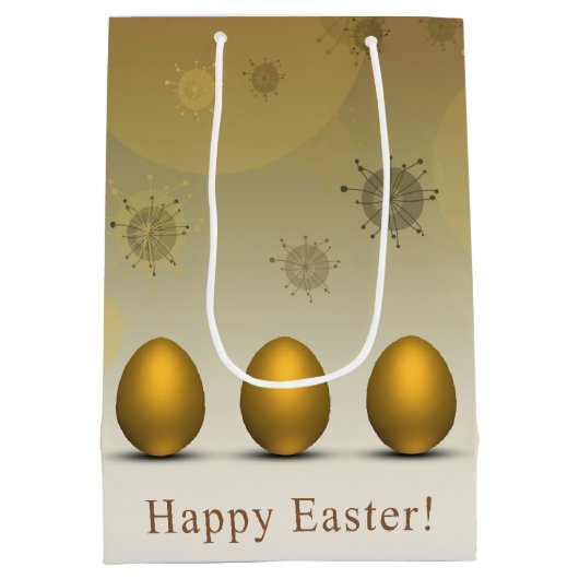 Modern Golden Easter Eggs Medium Cadeauzakje (Achterkant)