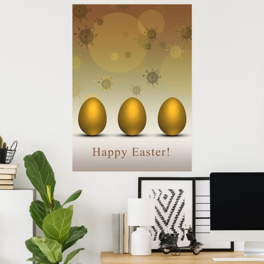 Modern Golden Easter Eggs Poster (Thuiskantoor)