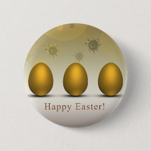 Modern Golden Easter Eggs Ronde Button 5,7 Cm