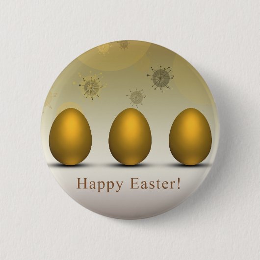 Modern Golden Easter Eggs Ronde Button 5,7 Cm (Voorkant)