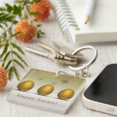 Modern Golden Easter Eggs Sleutelhanger (Voorkant Rechts)