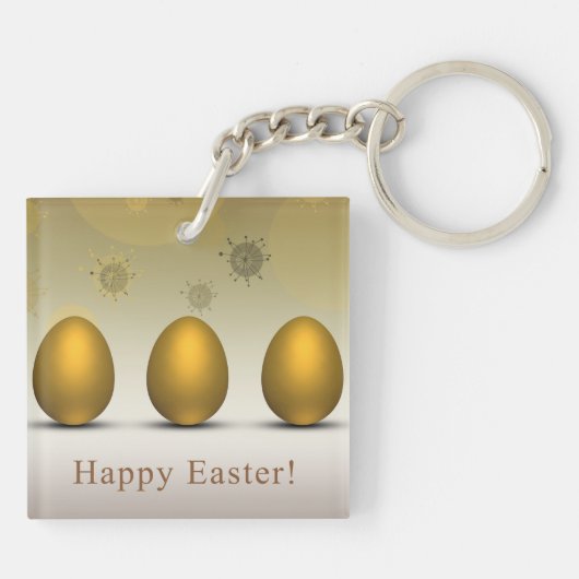 Modern Golden Easter Eggs Sleutelhanger (Achterkant)