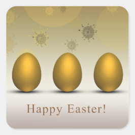 Modern Golden Easter Eggs Vierkante Sticker