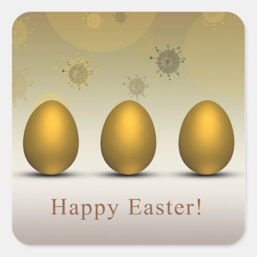Modern Golden Easter Eggs Vierkante Sticker (Voorkant)