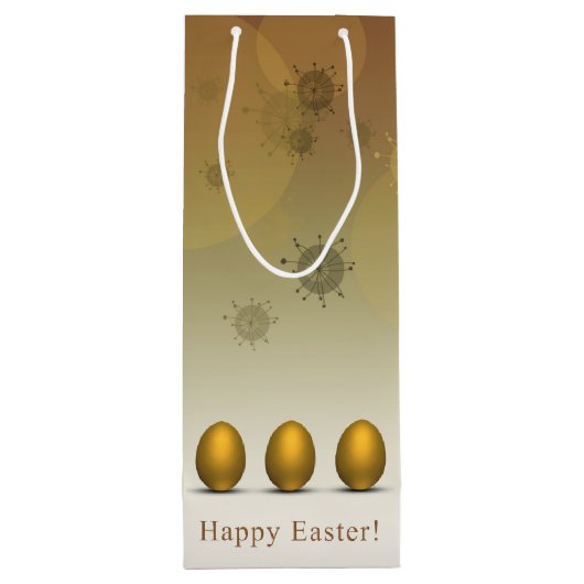 Modern Golden Easter Eggs Wijn Cadeautas (Achterkant)