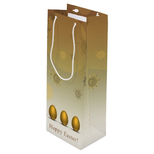 Modern Golden Easter Eggs Wijn Cadeautas (Voorkant Gekanteld)