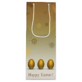 Modern Golden Easter Eggs Wijn Cadeautas (Voorkant)