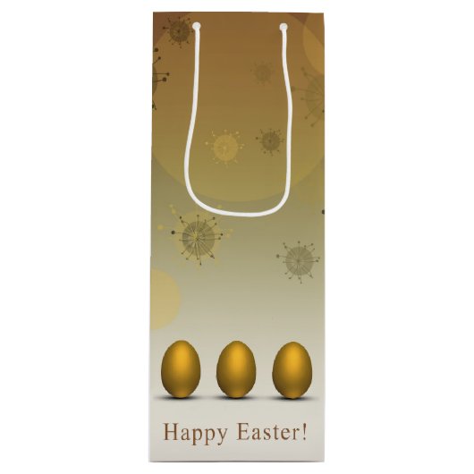 Modern Golden Easter Eggs Wijn Cadeautas (Voorkant)