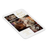 Modern Golden Effect 3 Aangepaste foto's bruiloft Magneet (Rechterzijde)