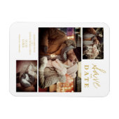 Modern Golden Effect 3 Aangepaste foto's bruiloft Magneet (Horizontaal)