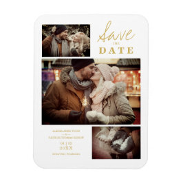 Modern Golden Effect 3 Aangepaste foto's bruiloft Magneet