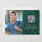 Modern Golden Emerald Marble Afstuderen QR-code Save The Date (Achterkant)