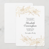 Modern Golden Floral Memorial Bedankkaart (Voorkant / Achterkant)