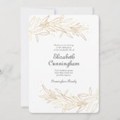 Modern Golden Floral Memorial Bedankkaart (Voorkant)