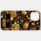 Modern Golden Flowers Initiaal minimaal Case-Mate iPhone Case (Achterkant (horizontaal))