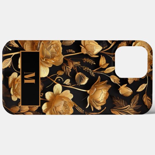 Modern Golden Flowers Initiaal minimaal Case-Mate iPhone Case (Achterkant (horizontaal))
