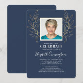 Modern Golden Foliage laat foto Memorial achter Kaart (Voorkant / Achterkant)