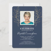 Modern Golden Foliage laat foto Memorial achter Kaart (Voorkant)