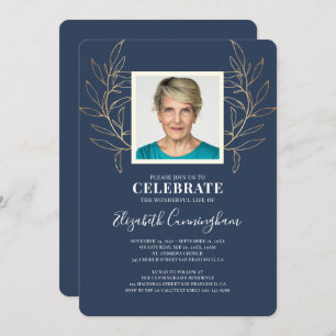 Modern Golden Foliage laat foto Memorial achter Kaart