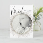 Modern Golden Folie Boho Elegant Snow Photo Birth (Staand voorkant)