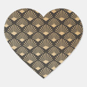 Modern Golden Gatsby Pattern Hart Sticker (Voorkant)