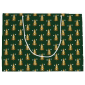 Modern Golden Glitter Green Christmas Tree  Groot Cadeauzakje (Achterkant)