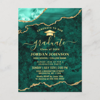 Modern Golden Green Graduation Party Aankondigingskaart